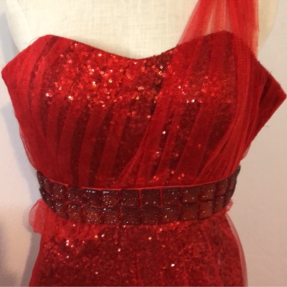 Night moves red sequin dress size 10 - Picture 2 of 8